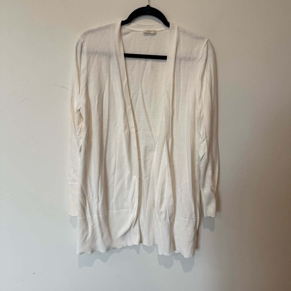 Talbots Elegant White Women's Sweater Cardigan Size Large Classic Work Office